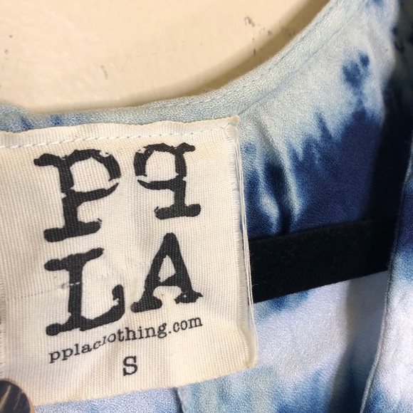 PPLA White Blue Tie Dye Waterfall Sleeveless Top - Picture 3 of 5